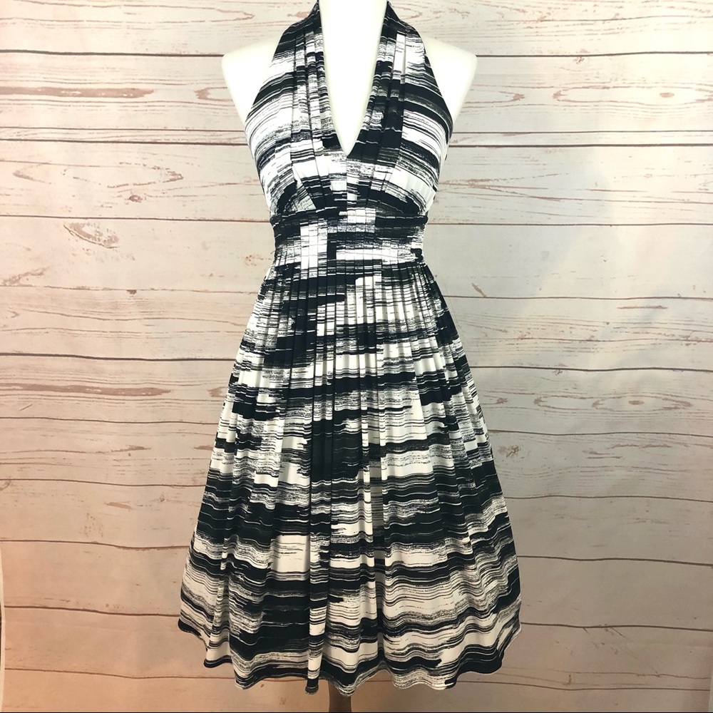 Calvin Klein Pleated Halter Bombshell Dress